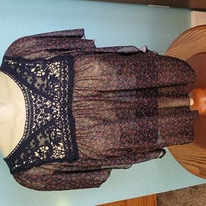 Eyelash sheer wispy feminine floral top Small